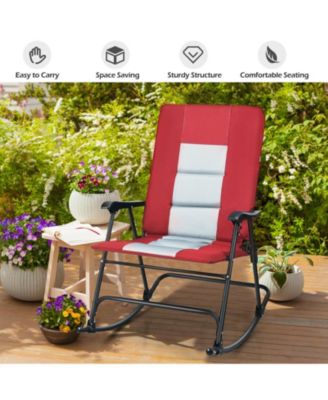 Foldable Rocking Padded Portable Camping Chair with Backrest and Armrest