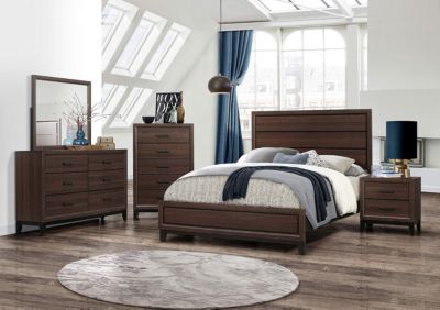 Athens 5 Wood Drawer Chest Dresser for Bedroom - Tall & Modern Storage Organizer (Brown/Black)