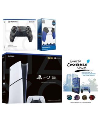Playstation 5 Slim Digital with Extra Chroma Indigo Controller, Trigger Stop Kit and MightySkins Decal Voucher + 1 Year CPS Extended Warranty