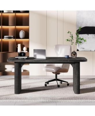 62-Inch Wood Double Pedestal Easy-Assembly Executive Desk – Modern Home Office Workstation & Writing Table