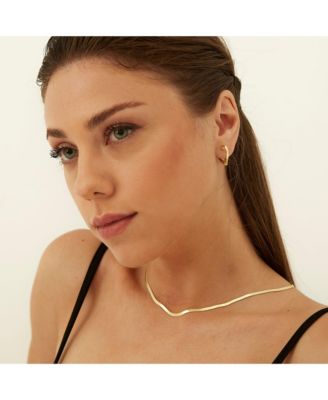 Bold Herringbone Sterling Silver Flat Snake Chain Necklace