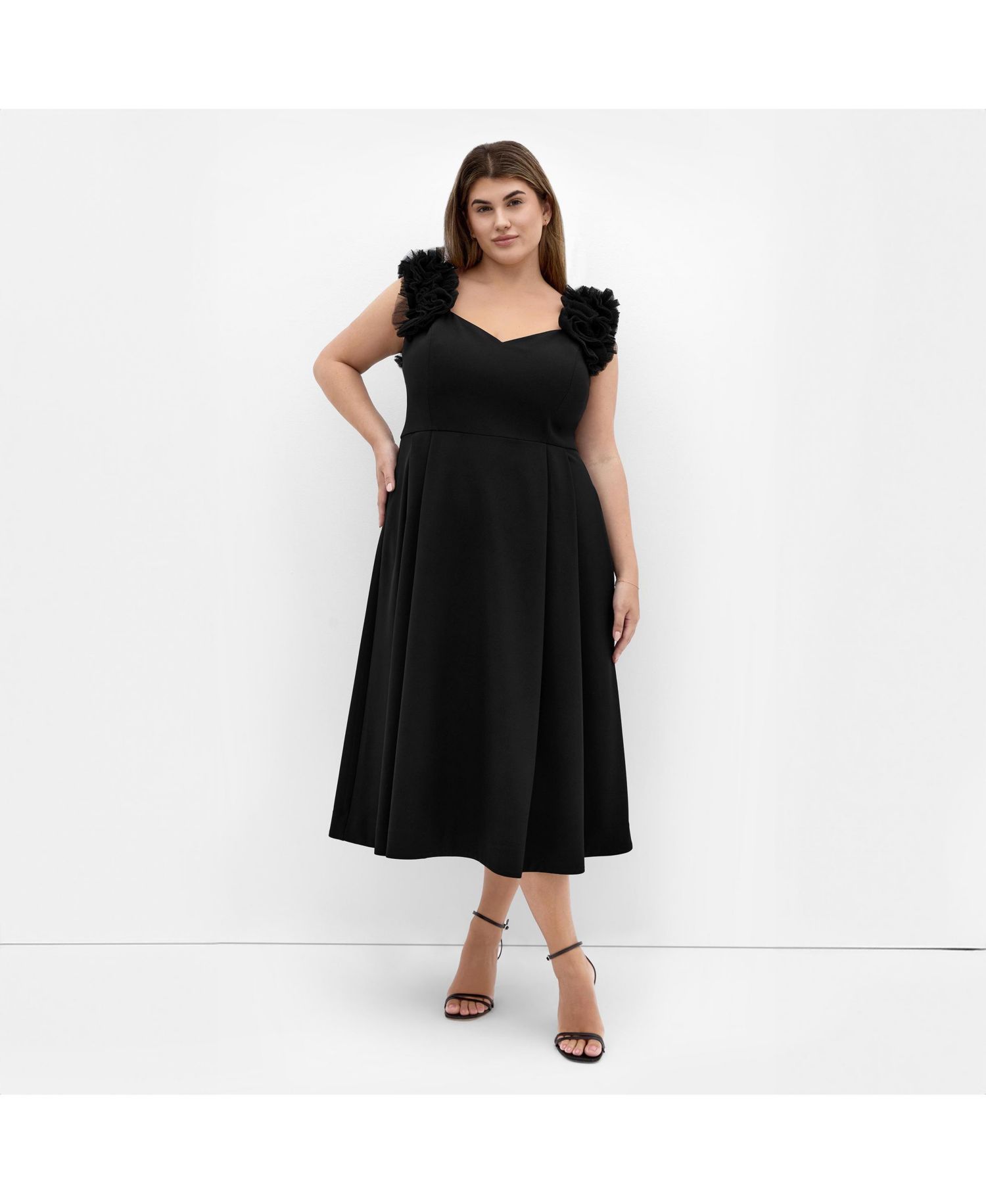 Women's Roselyn Ruffle Tulle Midi Dress