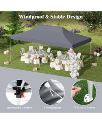 10 x 20 FT Pop-up Canopy Tent with Carrying Bag-Gray