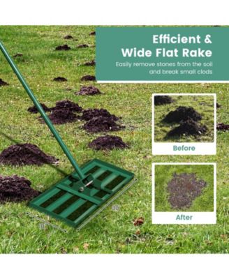 30 x 10 Inch Lawn Leveling Rake with Ergonomic Handle