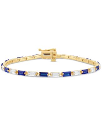 Created Sapphire (3 ct. t.w.) & Created White Sapphire (3 ct. t.w.) Bracelet in 14k Yellow Gold Over Sterling Silver