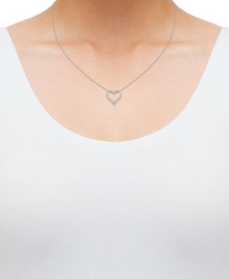 Diamond Heart 18" Pendant Necklace (3/4 ct. t.w.) in 10k White Gold