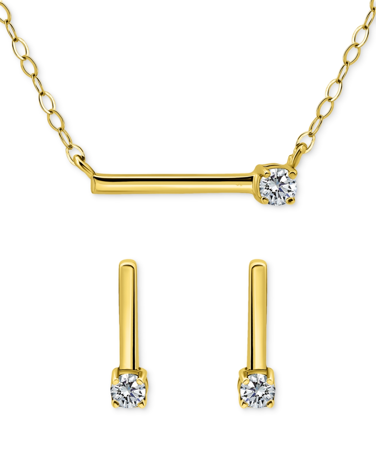 Giani Bernini Cubic Zirconia Bar Statement Necklace & Drop Earrings Set In 18k Gold Over Sterling Silver (also In  In Gold