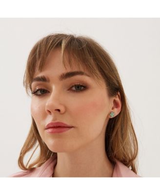 Four Leaves Clover Sterling Silver Stud Earring - Green