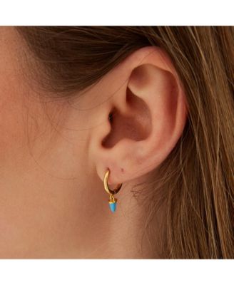 Turquoise Spike Pave Hoop Drop Earring