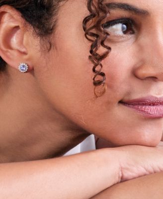 EFFY&reg; Tanzanite: (7/8 ct. t.w.) & Diamond (1/6 ct. t.w.) Halo Stud Earrings in 14k White Gold or Two Tone Gold