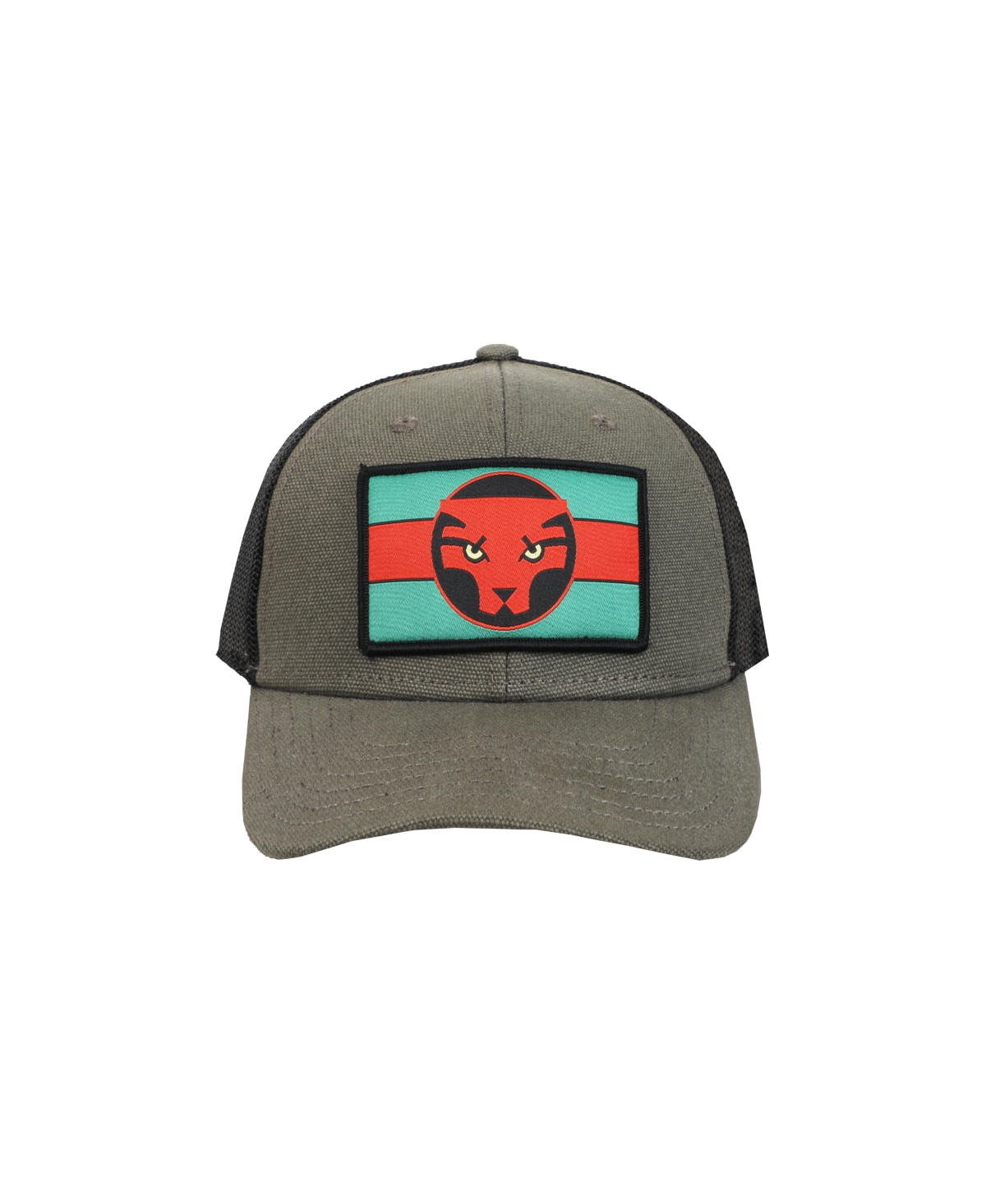 Men's Black Panther Wakanda Flag Adult Olive Trucker Hat - Black panther wakanda flag
