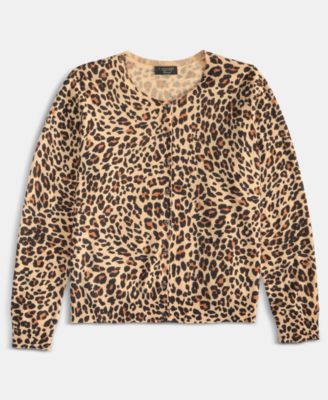 Plus Size Classic Spots 100% Cashmere Button-Front Cardigan, Macy's Exclusive