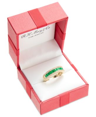 Emerald (1 ct. t.w.) & Diamond (1/3 ct. t.w.) Channel Set Band in 14k Gold (Also available in Ruby & Sapphire)
