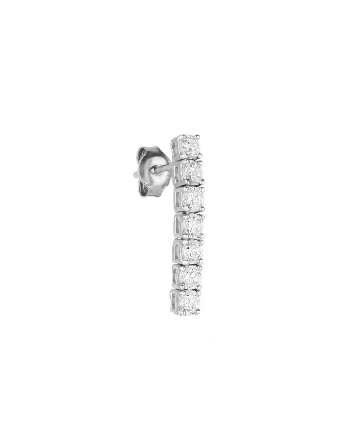 Sterling Silver Tennis Earring - Single - Silver