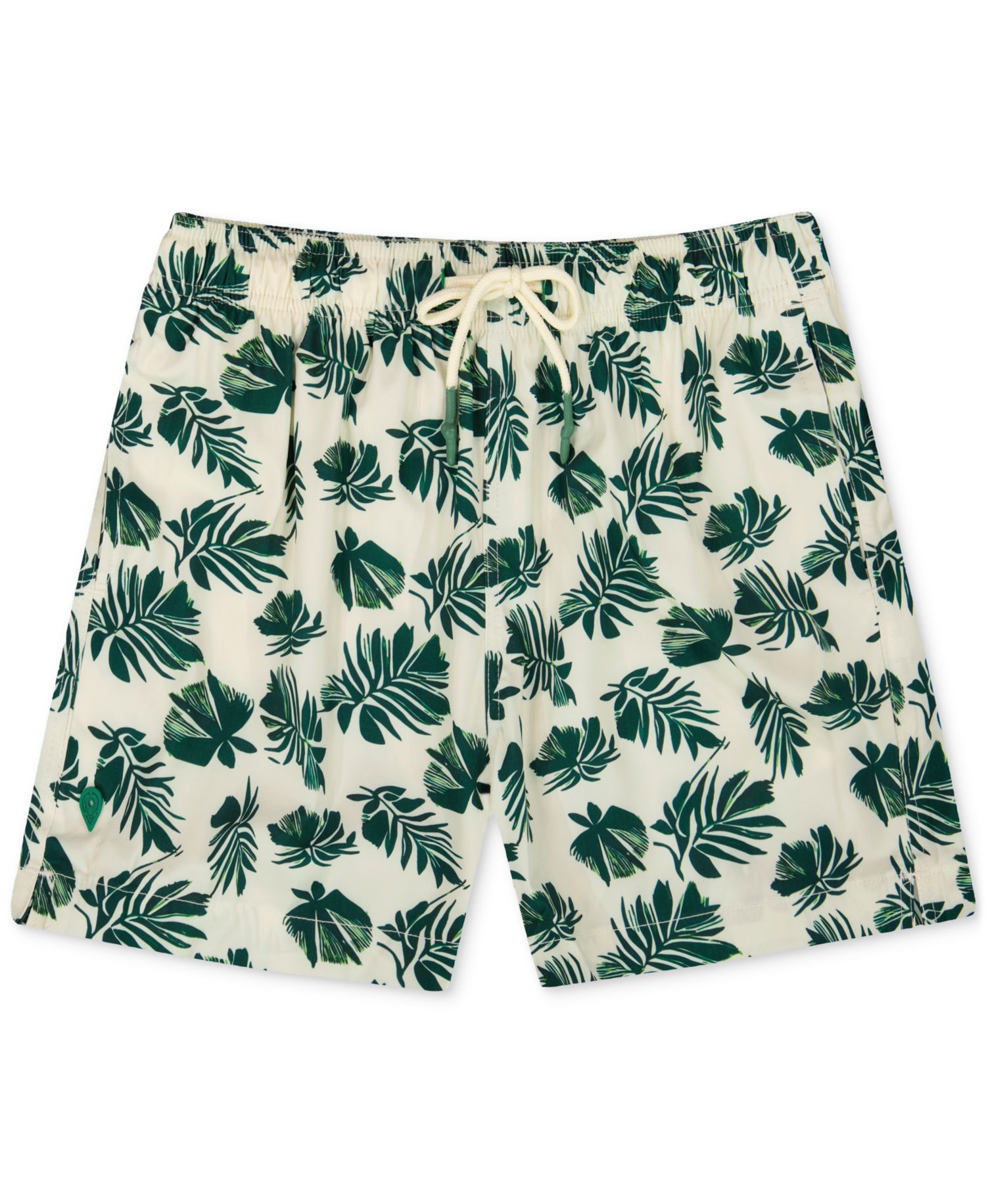 Men's Leaf-Print Woven Swim Trunks