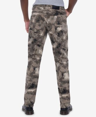 Men's Printed Denim Vertical Stitching Jeans