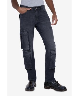 Men's All Over Multi Cargo Pocket Straight Fit Fashion Jeans