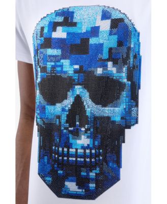 Men's Pixel Skull Rhinestone Crew T-Shirt