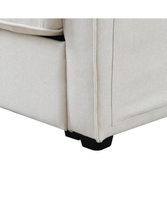 4-Seater Linen Sofa with Armrest Pockets and Pillows