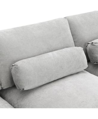  Chenille Modular Sectional Sofa with Ottomans & Pillows