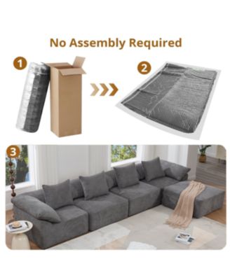 Streamdale 142" L-Shaped Chenille Sectional Sofa Sleeper with Ottoman, Gray