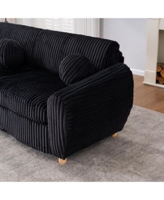 84" Black Corduroy Sofa Couch