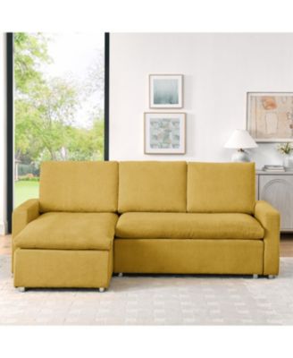 Convertible Sleeper Sofa Bed 90" L-Shaped Sectional with Pull-Out Bed