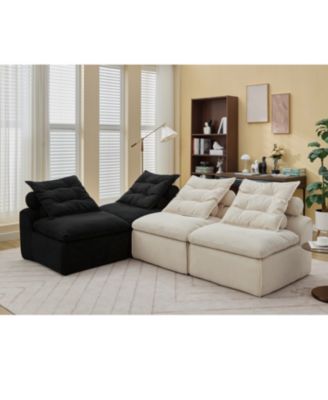 Streamdale Modular Sofa DIY, Corduroy, 4 Seats, No Armrests, Pillow-Back, Lumbar Pillow