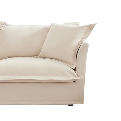 Slipcovered 4-Seater Sofa with Removable Cover in Cream Chenille