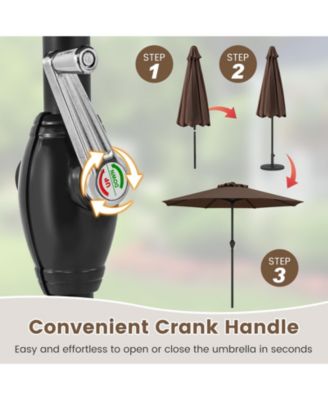 Outdoor Heavy Duty Market Umbrella with Crank Handle and 8 Sturdy Ribs