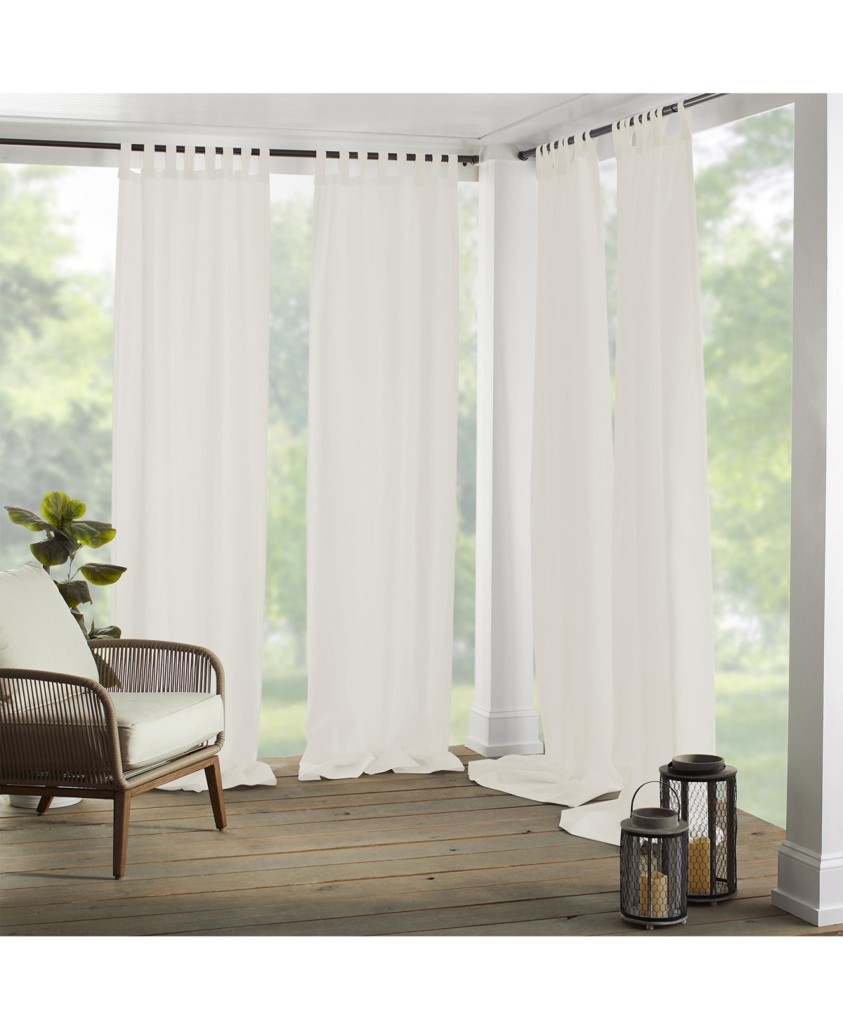 Matine Solid Tab Top Indoor/Outdoor Window Curtain - Yellow