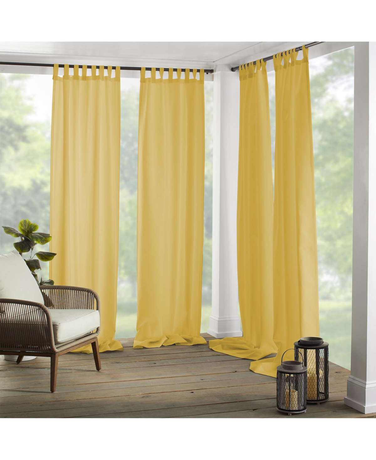 Matine Solid Tab Top Indoor/Outdoor Window Curtain - Yellow