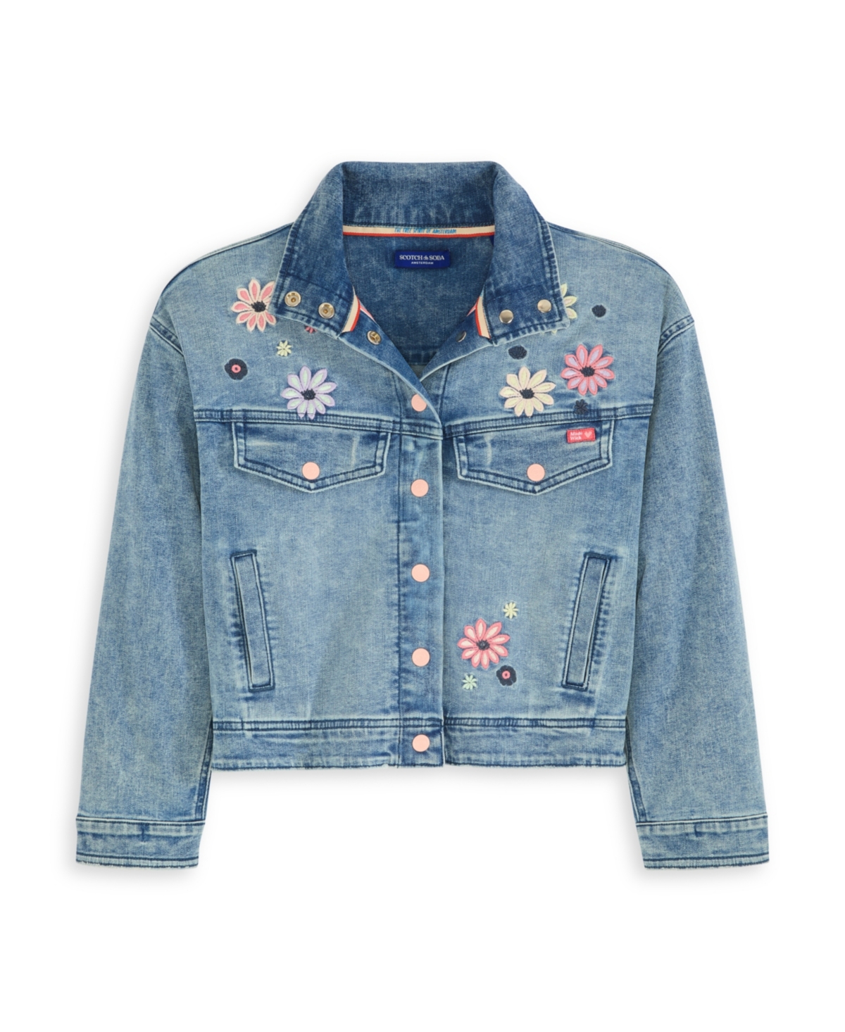 Scotch & Soda Big Girls Denim Group Stretch Jacket In Blue