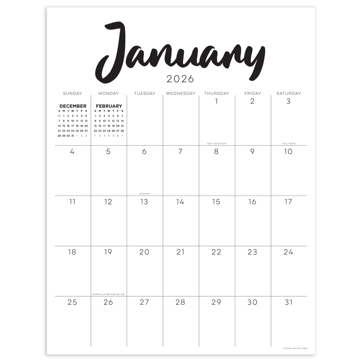 2026 Large Art Poster Wall Calendar - Multicolor