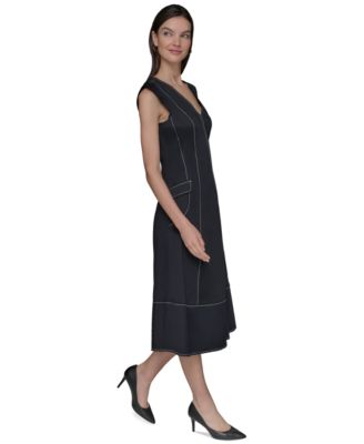 Women's Stitch-Trimmed Midi Dress