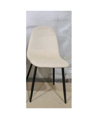  Set of 4 Modern Velvet Dining Chairs with Black Metal Legs (Beige)