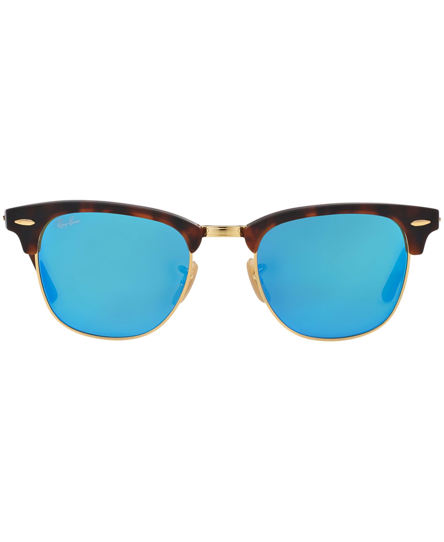 Солнцезащитные очки Ray-Ban Unisex Sunglasses, RB3016 Clubmaster Mineral Flash Lenses, цвет: Золотой синий — фото 2
