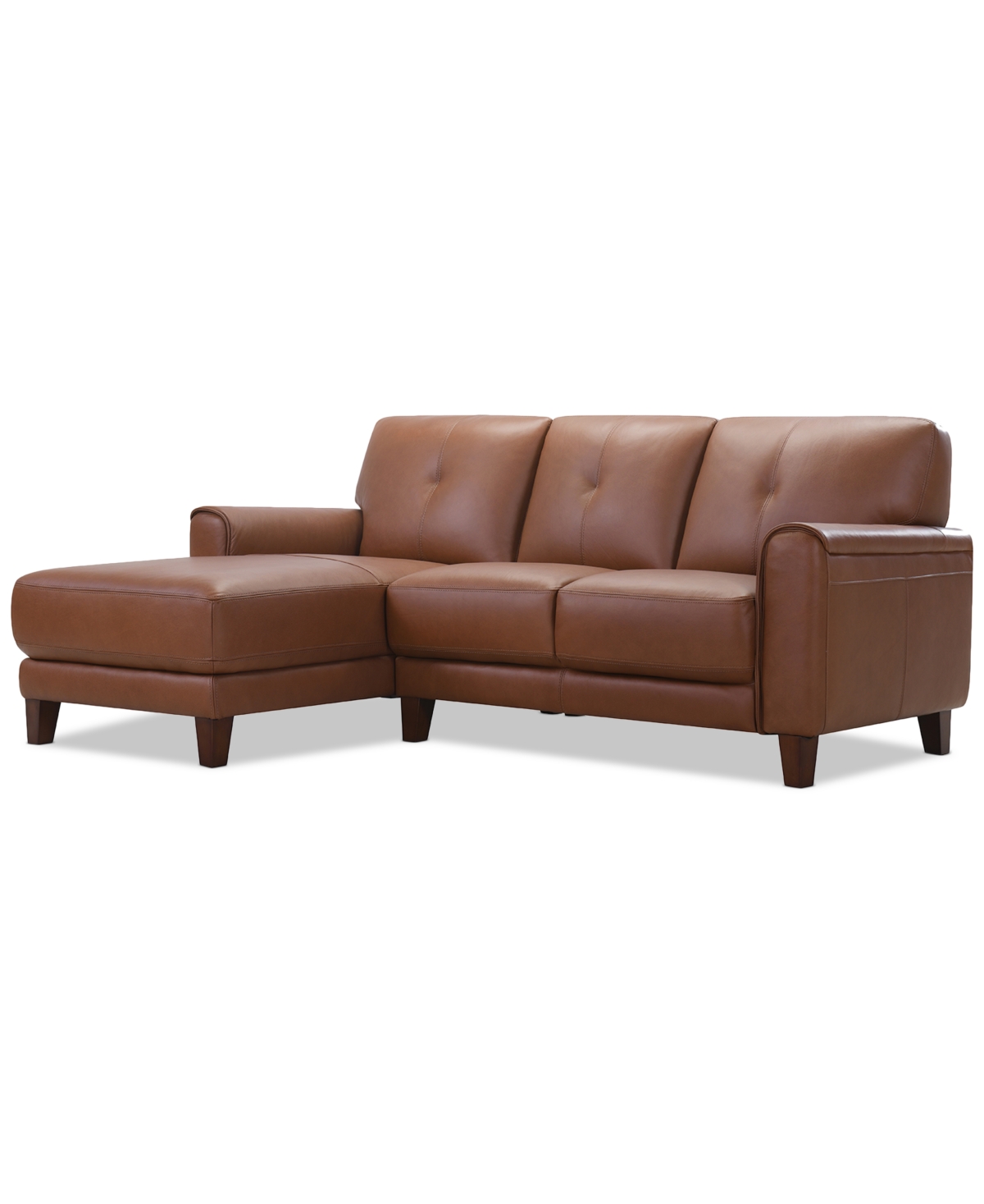 Macy's Ashlinn 2-pc. Leather Chaise Sofa, Exclusively At  In Brown