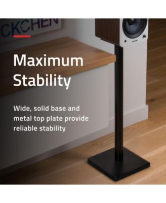 Floor Speaker Stands for Surround Sound and Bookshelf Speakers with Solid Construction, Adjustable Floor Spikes, Rubber Isolation Feet, Cable Management, Square Base - Matte Black/Pair (SS05S)