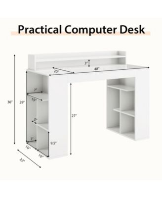 Office Computer Desk with Dual 3 Tier Bookshelf and Monitor Shelf