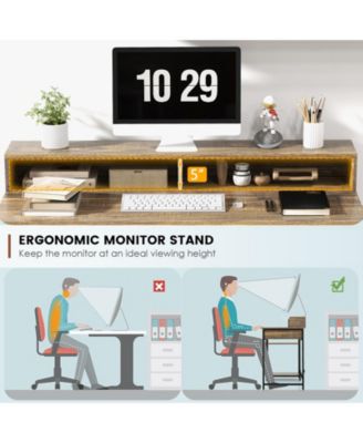 48 Inch Computer Desk with Monitor Stand Drawer and Shelves
