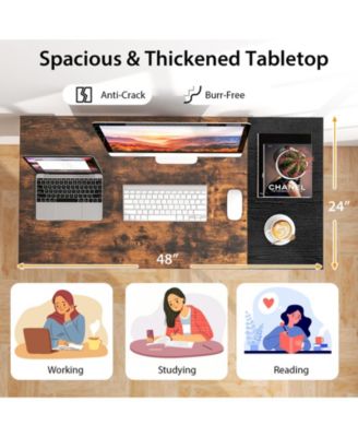 48-Inch Home Office Desk with 2 Drawers Hanging Hook