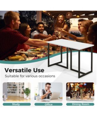 Modern Computer Desk 47 Inch Writing Study Table with Metal Frame