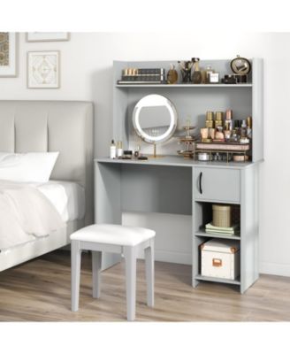 Home Office Desk with Raised Display Shelf and 2 Open Shelves