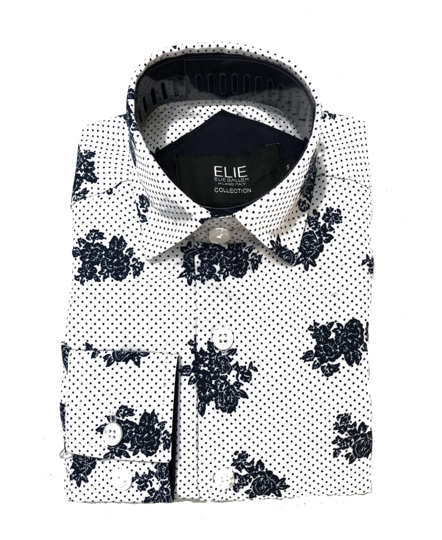 Big Boys White Floral Print Slim Fit Short Sleeve Shirt