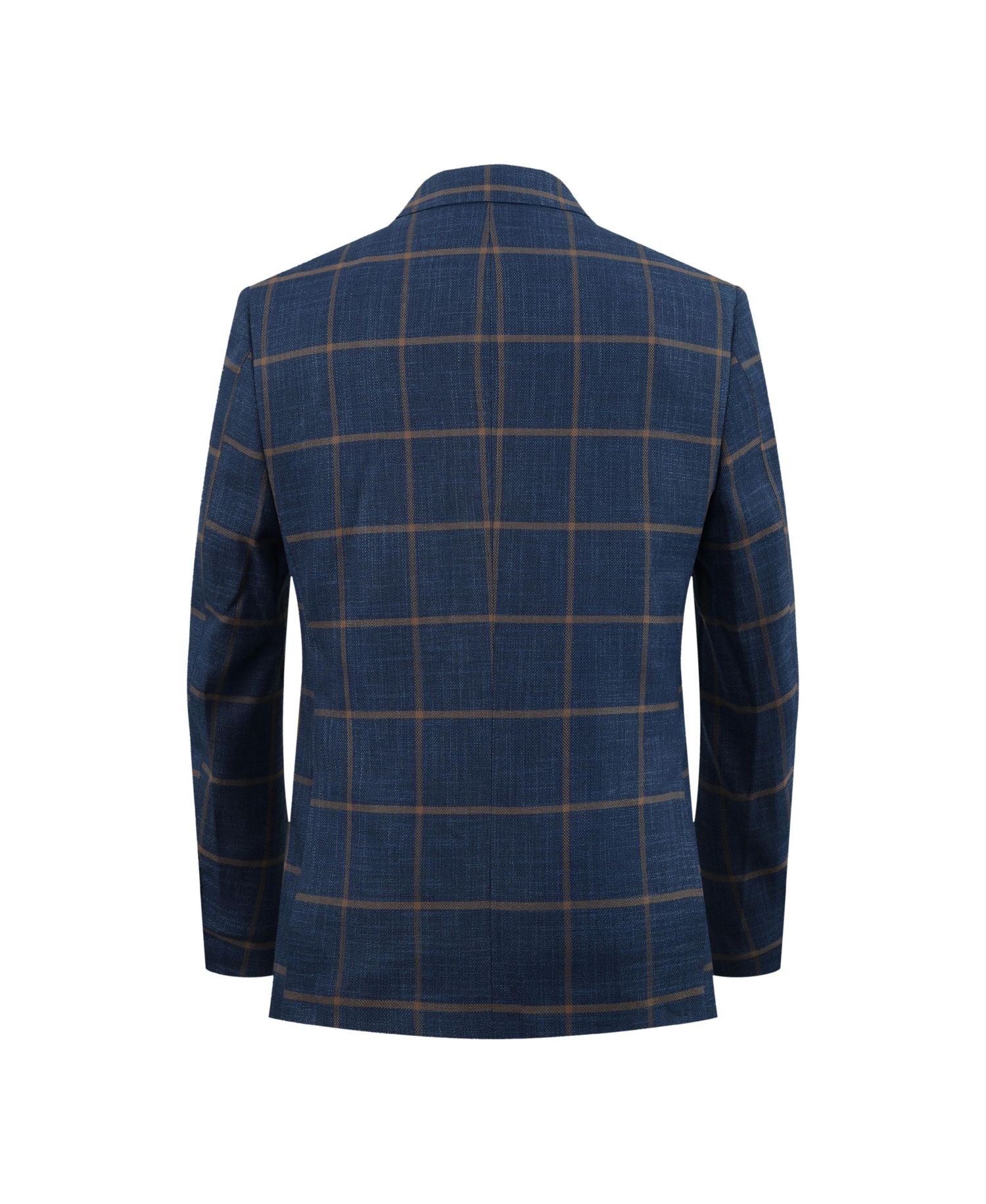 Boys Navy Slim Fit Plaid Jacket