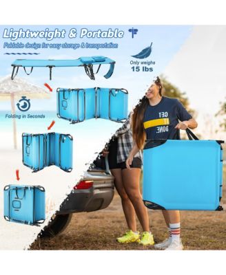 Folding Chaise Lounge Chair Bed Adjustable Patio Beach Camping Recliner