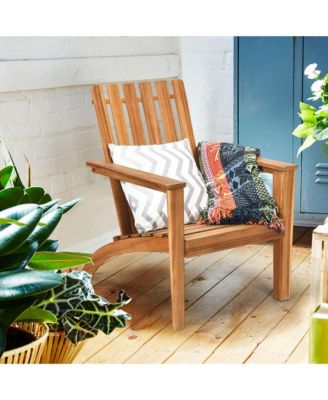 Patio Lounge Chair Outdoor Wooden Adirondack Chair  w/ Armrest