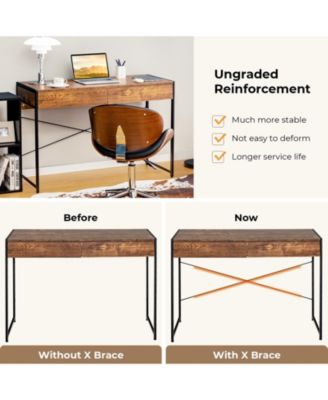 2-Drawer Home Office Desk with Steel Frame