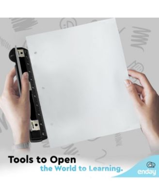 3 Hole Punch Pink, Portable Hole Puncher for 3 Ring Binder, 3 Sheets Capacity, Removable Chip Tray, 10” Ruler for School, Office, 1 Pc-by Enday